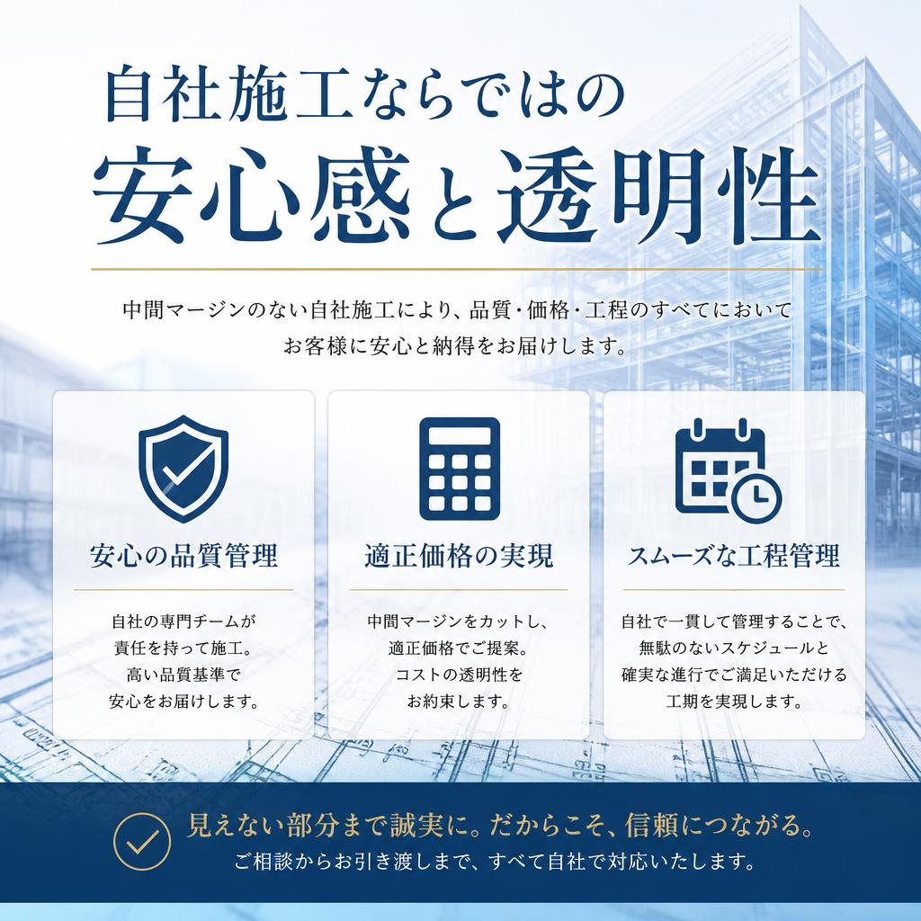 自社施工ならではの安心感と透明性