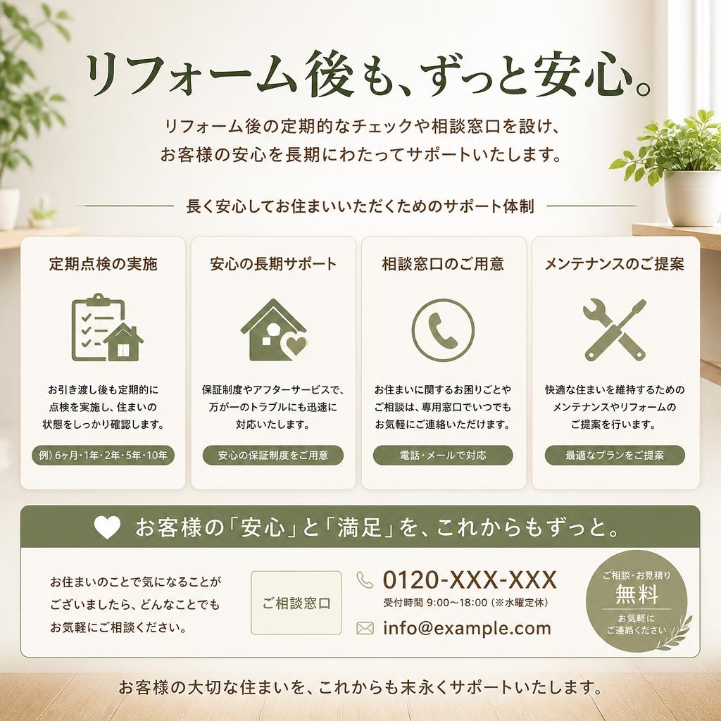 施工後も続くアフターフォロー