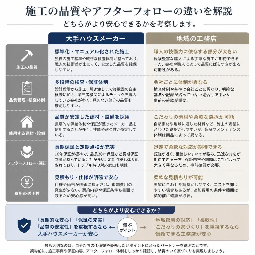 4. 施工品質とアフターフォローの違い