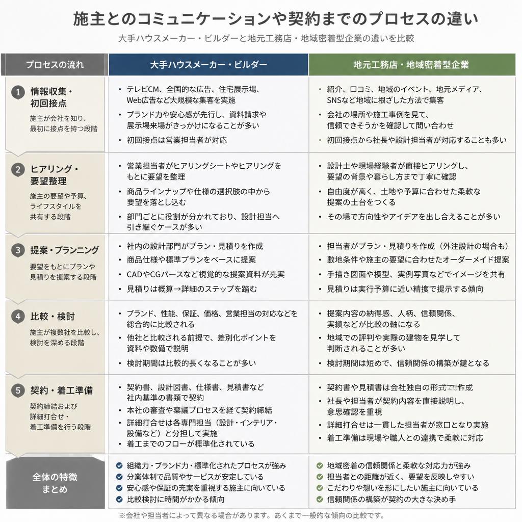 5. 相談から契約までの流れの違い