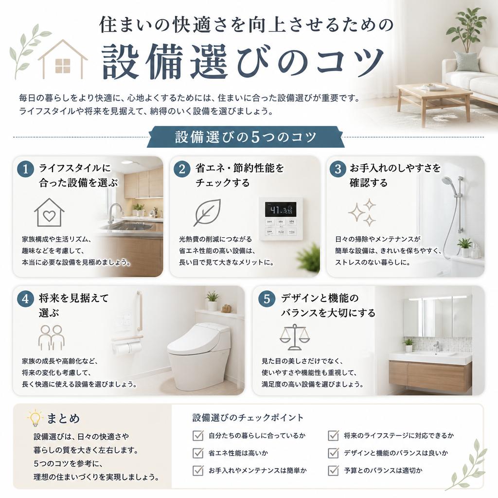 4. 理想の設備選びのポイント